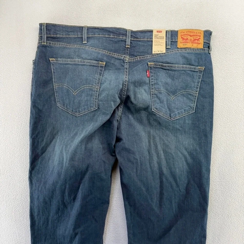 Levi Jeans Men 42x36 Blue 559 Relaxed Straight Big & Tall Stretch Denim Dark NEW